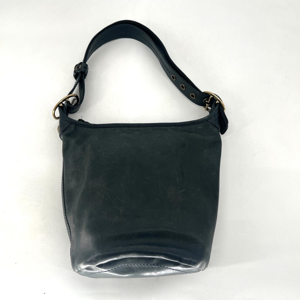 Vtg Coach Bleeker Bucket Bag Y2K Black Tattersall 11422 Leather Shoulder Handbag